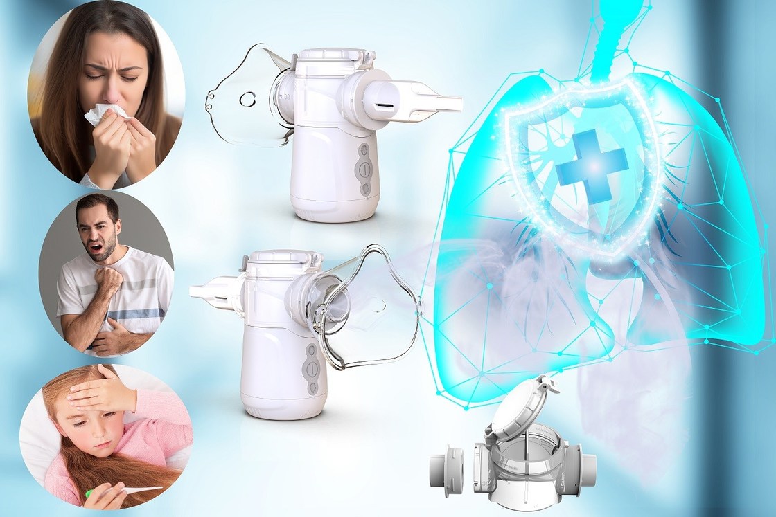 Batería AA o DC USB alimentado por niños Nebulizador de malla para adultos a los bronquiolos alveolares